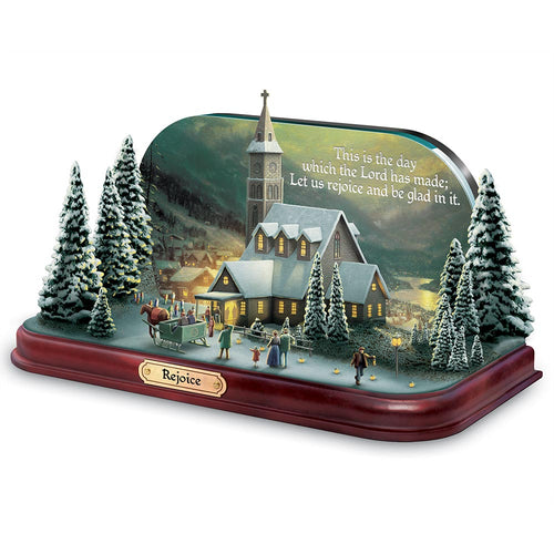 Bradford Thomas Kinkade Lighted Chapels Tabletop Church Sculpture - Rejoice
