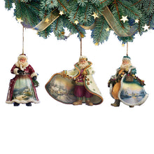 Load image into Gallery viewer, The Ashton-Drake Galleries Old World Victorian Santas Ornament Collection Issue #5 Christmas Decoration Set of 3 by Thomas Kinkade 4-Inches - RCE Global Solutions
