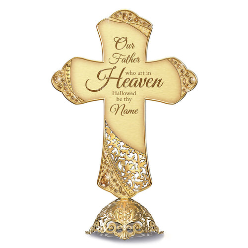 The Bradford Exchange Heaven's Glory Musical Cross Sculpted Golden Metal with Swarovski Crystal 7.5-inches - RCE Global Solutions