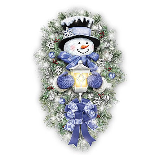 The Bradford Exchange Thomas Kinkade A Warm Winter Welcome Holiday Snowman Wreath Lights Up: 2' Tall - RCE Global Solutions