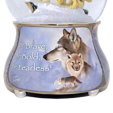 Load image into Gallery viewer, The Bradford Exchange Spirits Within Musical Wolf Glitter Globe: Golden Generations by Eddie Lepage 5.75-inches - RCE Global Solutions
