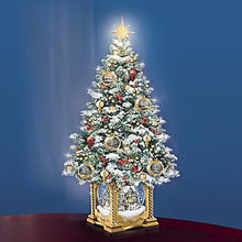 Load image into Gallery viewer, The Bradford Exchange Thomas Kinkade Snow Kissed Holiday Memories Snow Globe Tabletop Christmas Tree With LED Lights Holiday Art Ornaments Snow Tipped Branches and Plays 8 Christmas Carols 21.5-Inches - RCE Global Solutions
