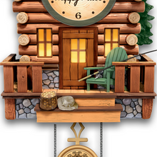 Load image into Gallery viewer, Log Cabin Illuminated Wall Clock With Wilderness Sounds by The Bradford Exchange - RCE Global Solutions
