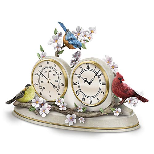 The Bradford Exchange Nature's Timeless Moments Sculpted Songbird Desktop Clock & Weather Barometer - RCE Global Solutions