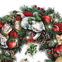 Load image into Gallery viewer, The Bradford Exchange Merry Mischief Makers Illuminated Always in Bloom Wreath with Kittens - RCE Global Solutions
