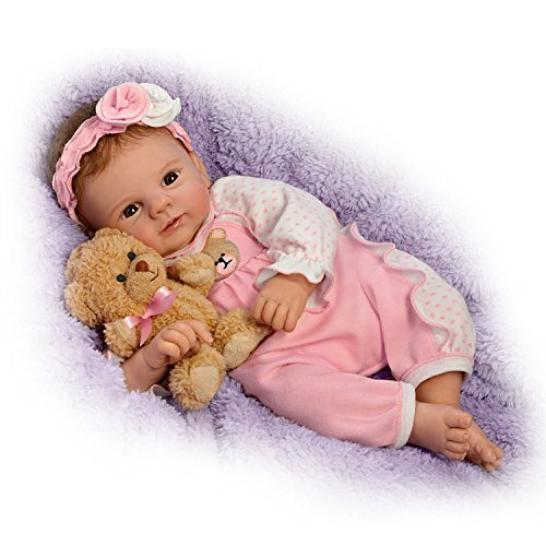 The Ashton-Drake Galleries Unbearably Cute So Truly Real Baby Doll with Plush Teddy Bear by Violet Parker 17