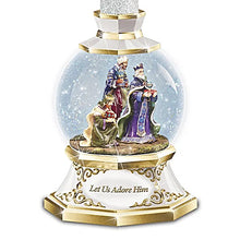 Load image into Gallery viewer, Bradford Exchange Thomas Kinkade Lights Of The Season Nativity Snowglobe Flameless Candles 12 Inches - RCE Global Solutions
