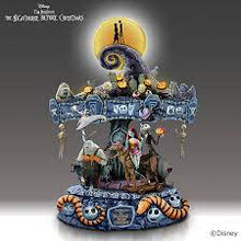 Load image into Gallery viewer, The Bradford Exchange Tim Burton&#39;s The Nightmare Before Christmas Rotating Musical Carousel Sculpture: Lights Up - RCE Global Solutions
