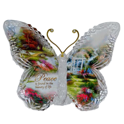 Thomas Kinkade Garden of Paradise Crystalline Butterfly Sculpture - PEACE - RCE Global Solutions