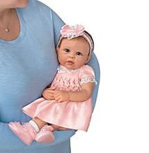 Load image into Gallery viewer, The Ashton - Drake Galleries Olivia All Dolled Up TrueTouch® Authentic Silicone Lifelike Realistic Baby Girl Doll with Soft Hand Rooted Hair Weighted Fully Poseable by Master Doll Artist Linda Murray 19&quot;-Inches - RCE Global Solutions
