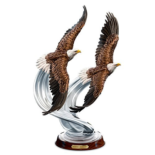 The Bradford Exchange American Bald Eagle Soaring Splendor Hand-Painted Sculpture with Crystalline Swirls - RCE Global Solutions