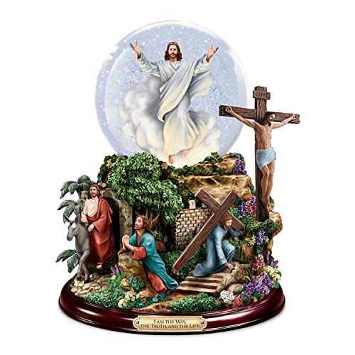 The Bradford Exchange Thomas Kinkade's Visions of Christ Religious Hand-Painted Musical Glitter Globe Featuring Hand-Sculpted Scenes from The Life of Jesus
