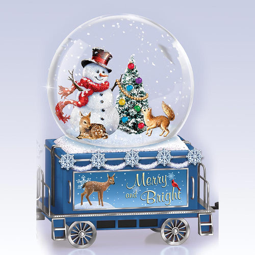 The Bradford Exchange Musical Snowglobe Train Collection: Merry and Bright Musical Snowglobe Train Issue #4 Christmas Decoration by Dona Gelsinger 4-inches - RCE Global Solutions