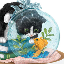 Load image into Gallery viewer, The Hamilton Collection Kayomi Harai an Unexpected Friend Cat-Themed Glitter Globe Figurine - RCE Global Solutions
