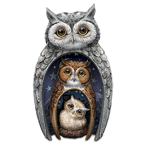 Blake Jensen Owl Family Nesting Trio Figurine Set with Swarovski Crystals by The Hamilton Collection - RCE Global Solutions