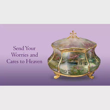 Load and play video in Gallery viewer, The Bradford Exchange Garden of Prayer Musical Prayer Box Heirloom Porcelain with 22k Gold Accents by Thomas Kinkade 3.75-inches Wide

